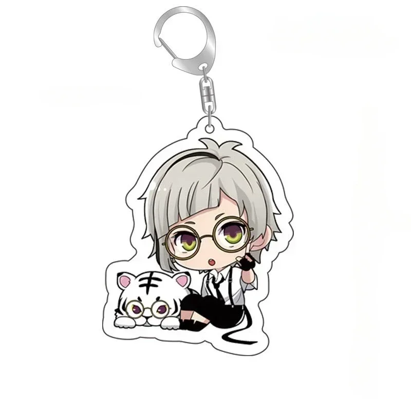 Anime Bungo Stray Dogs Dazai Osamu Keychain Nakajima Atsushi Edogawa Rampo Cute Keyring Bag Accessories Baji Decoration