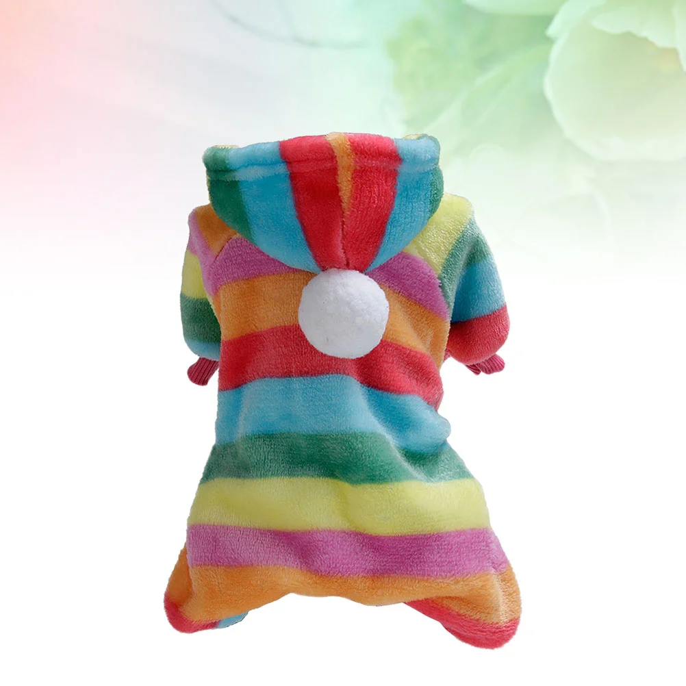 Pet Clothing Dog Cat Winter Warm Coral fleece Clothes Puppy Rainbow Stripe Thickened flannel Warm Coat Small Medium Dogs hoodies