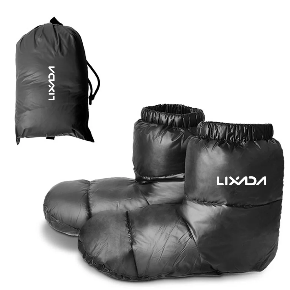 

LIXADA Winter Duck Down Booties 410T Nylon Duck Down Lining Warm Socks Slippers Lightweight Winter Outdoor Camping Slippers