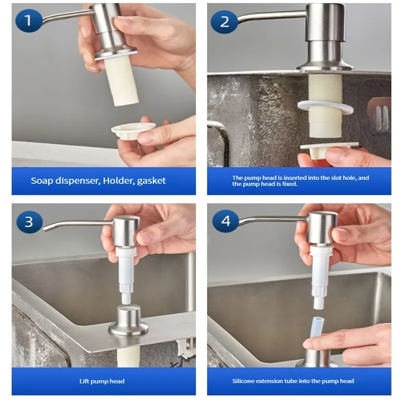 Kitchen sink pump Kitchen Sink Countertop Press Pump Apparatus 350 Ml Stainless Steel