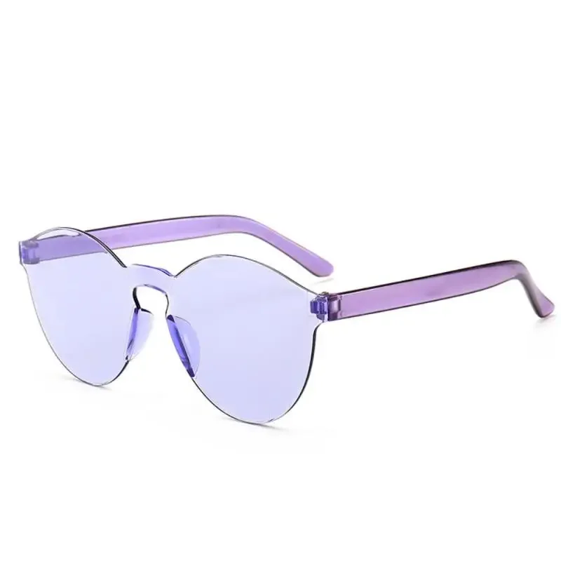 2024 Rimless Sunglasses Women Ocean Color Lens Sun Glasses Colorful Round Frame Transparent Shades UV400 Oculos De Sol Gafas