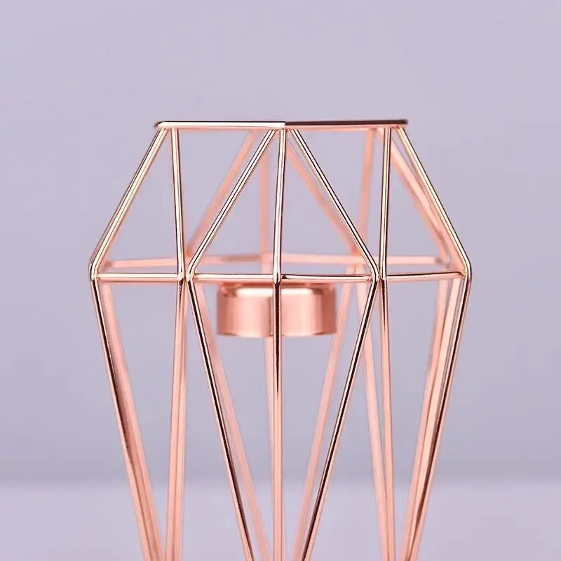 Metal Ornaments Candlestick Container Polygonal Geometry Iron Candlestick Handicraft Simple Aromatherapy Candle Base
