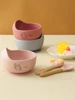 3PCS Custom Baby Feeding Set Spoon Fork BPA Free Silicone Suction Bowl For Toddlers Self Feeding Training Children's Tableware 2