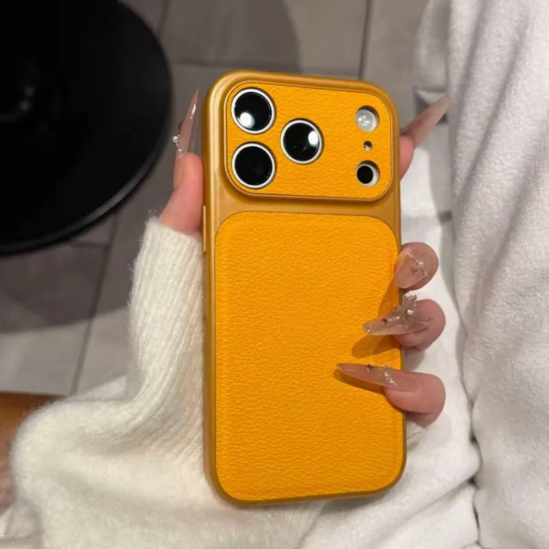 Luxury Matte Candy Color Leather Plating Phone Case - Business Shockproof Armor Cover