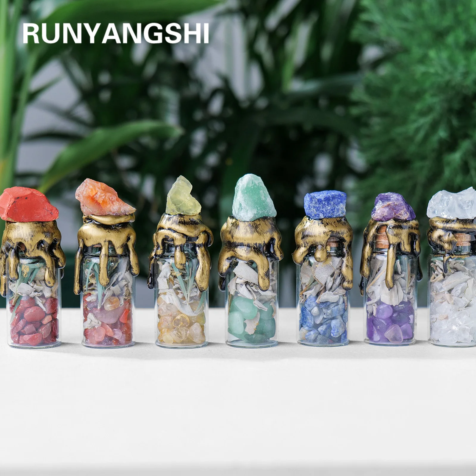 1PC Natural Crystal Measuring Bottle Amethyst Powder Crystal Original Stone Votive Bottle Home Decoration Gift
