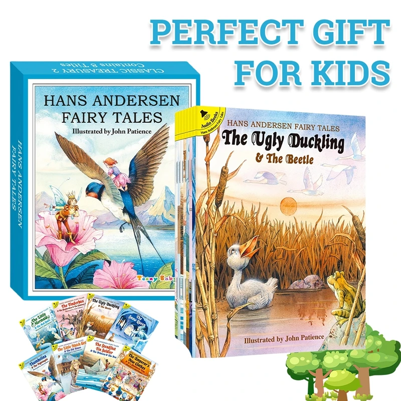 8PC/Set Children's Stories 2 to 8 Years HANS ANDERSEN FAIRY TALES Story Book Classic Stories Hardcover Child Picture Gift Books