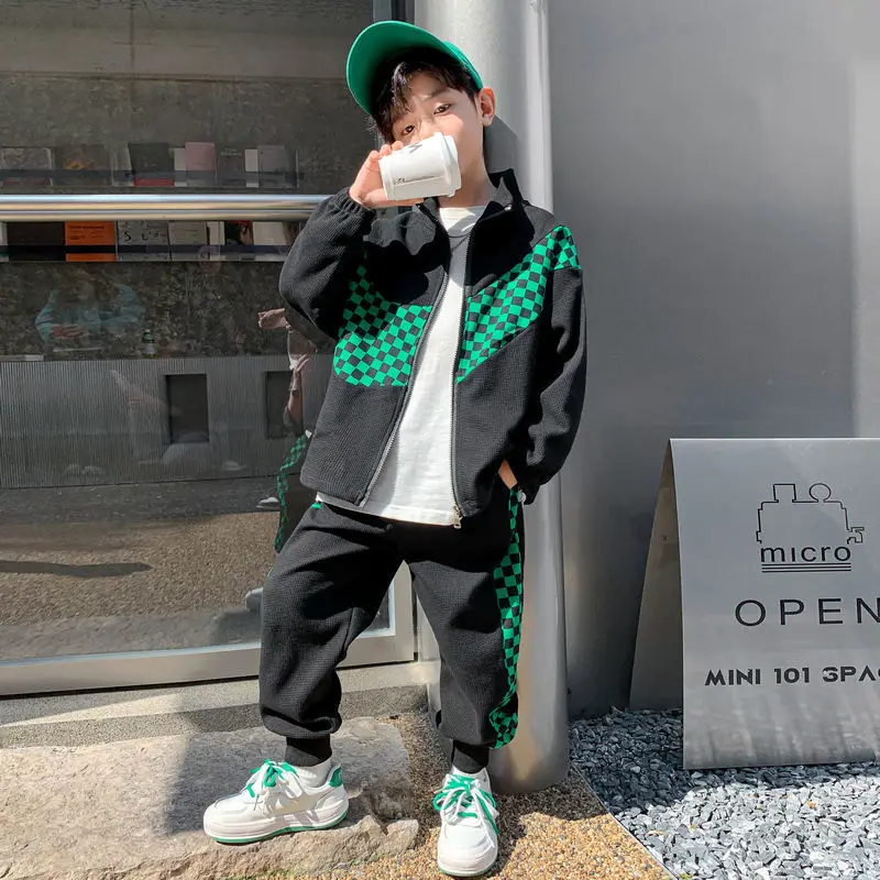 

2022 Kids Leisure Sport Suit Infant Spring Teen Casual Tracksuit Children Boy Girl Cotton Zipper Jacket Pants 2Pcs/Sets Clothing