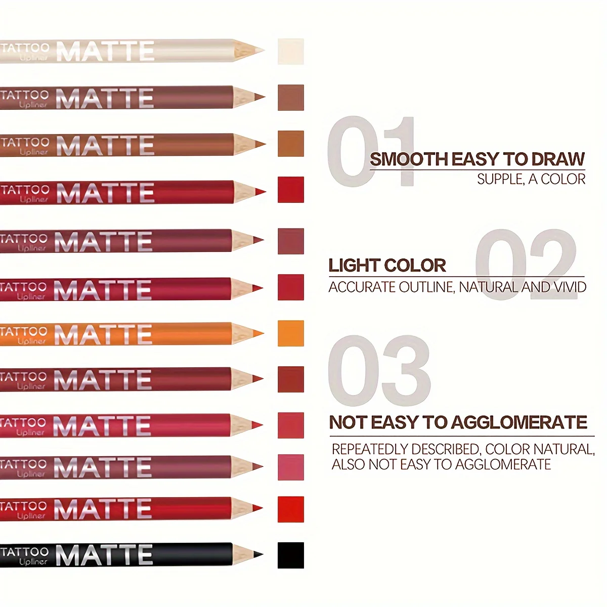 Lip Liner Pen Nude Pink Lip Liner Pencil Waterproof Lasting Smooth Contouring 3D Lipstick Moisturising 12pcs