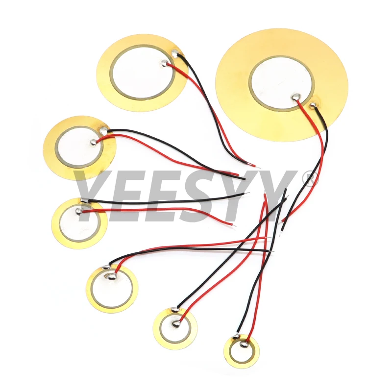 10/20pcs 12MM 15MM 18MM 20MM 27MM 35MM 50MM 압전 세라믹 웨이퍼 플레이트(와이어 포함), 직경 구리 버저 스피커