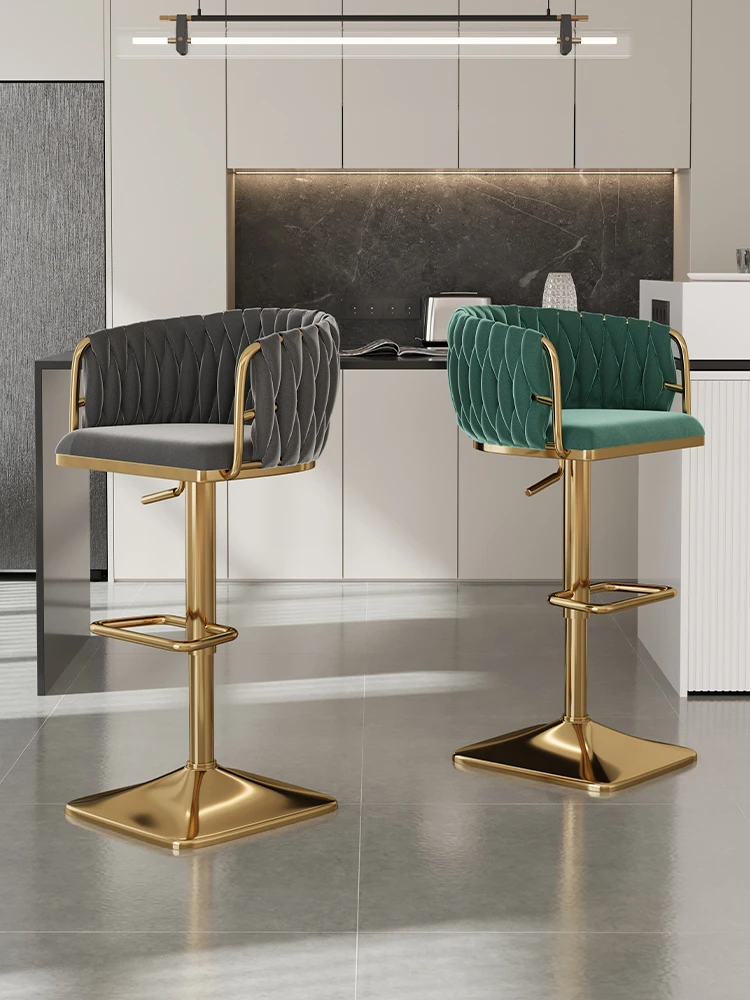 Bar Chairs Velvet Bar Chair Home Kitchen Cafe Lift Swivel Counter Stools Modern with Backrest Furniture