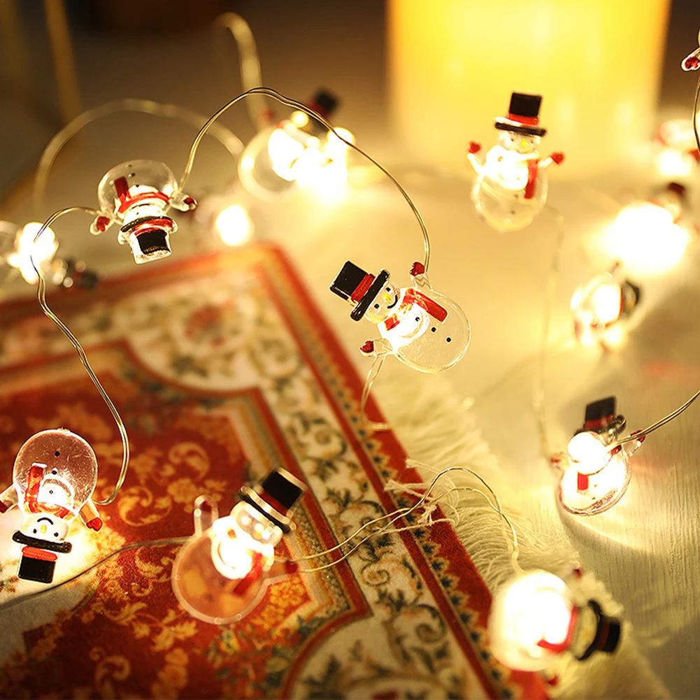 Christmas LED String Light Santa Claus Gingerbread Man Xmas Tree Ornament Christmas Decoration For Home New Year Party Kids Gift