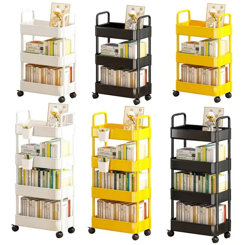 Storage Rolling Cart Utility Cart Rolling Cart Organizer Rolling Shelf with Wheels & Hooks Snack Cart Movable Storage Organizer