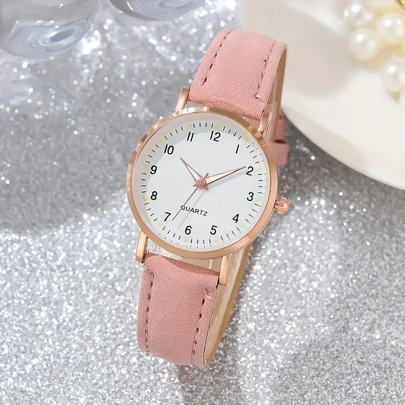 Kegllect 6pcs New  Pink Women's Round Dial Quartz Watch & Bracelets Set Gifts for Women Her NO BOX 4