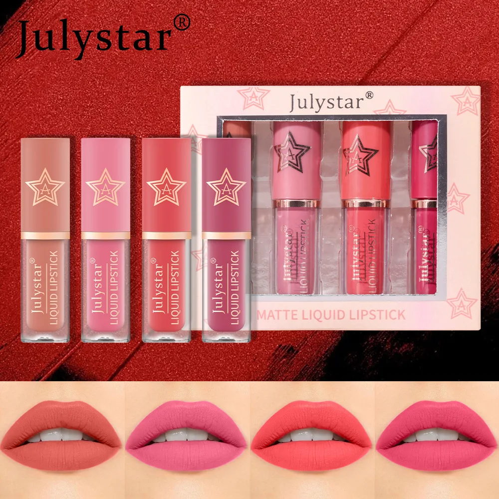 

4pcs/set Cigarette Lipstick Set Matte Velvet Lip Gloss Makeup Moisturizing Waterproof Lipsticks Longlasting Lip Tint Cosmetic