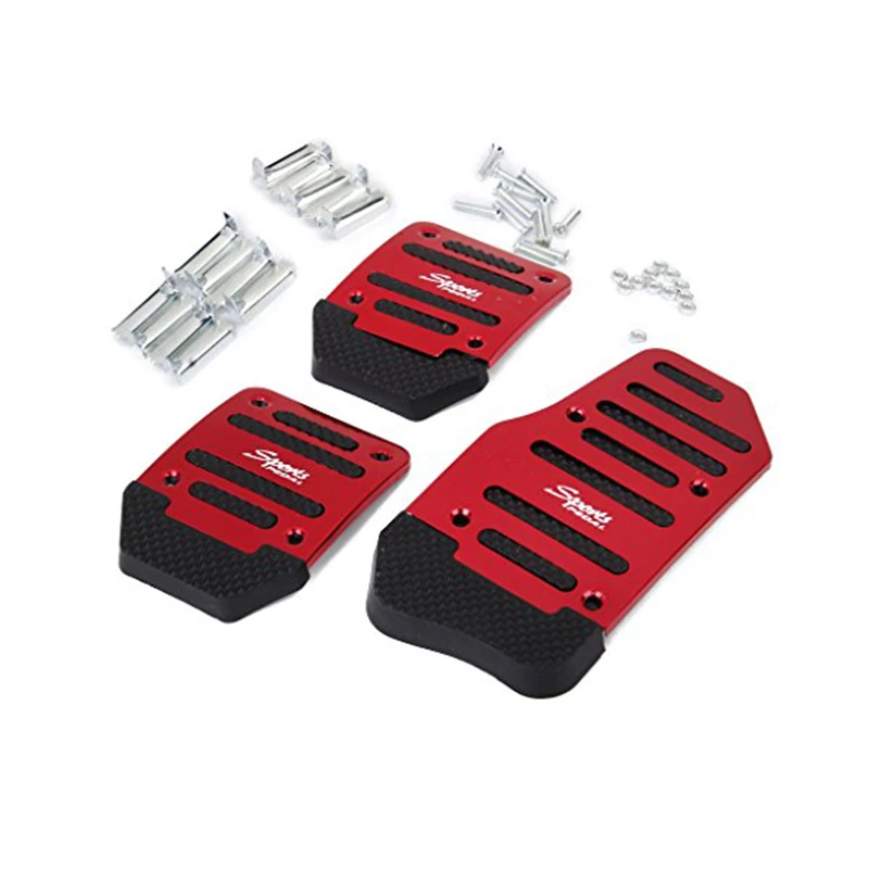 Red Automatic Car Anti slip Metal Pedal Pad Brake Gas Foot Rest