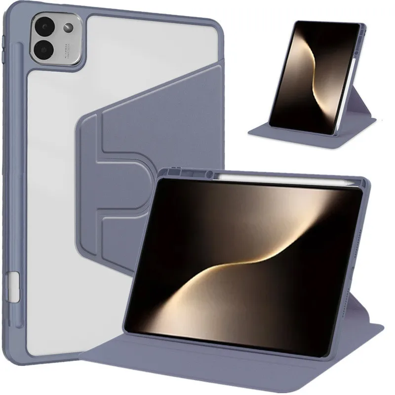 360° Rotating Acrylic Transparent Hard Case with Pencil Holder