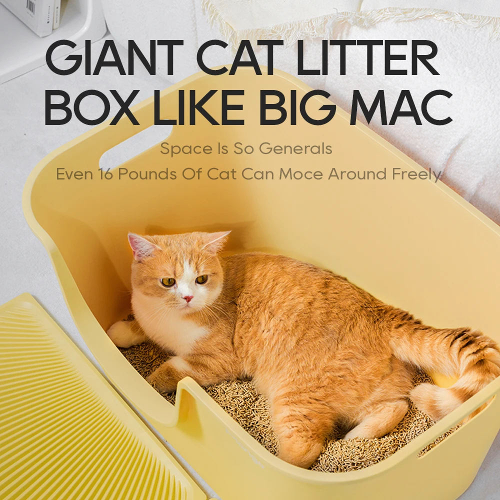 Mango-caja de arena grande para gatos, inodoro de gran tamaño a prueba de  salpicaduras, bandeja para caca de gato, suministros para lavabo de baño _  - AliExpress Mobile