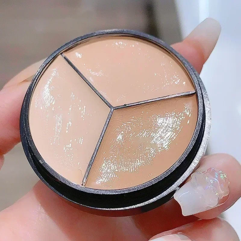 Face Concealer Palette 6.5g Natural 3-Color Cover Dark Circles Acne Pores Creamy Texture Concealer Face Brightening Liquid Foundation