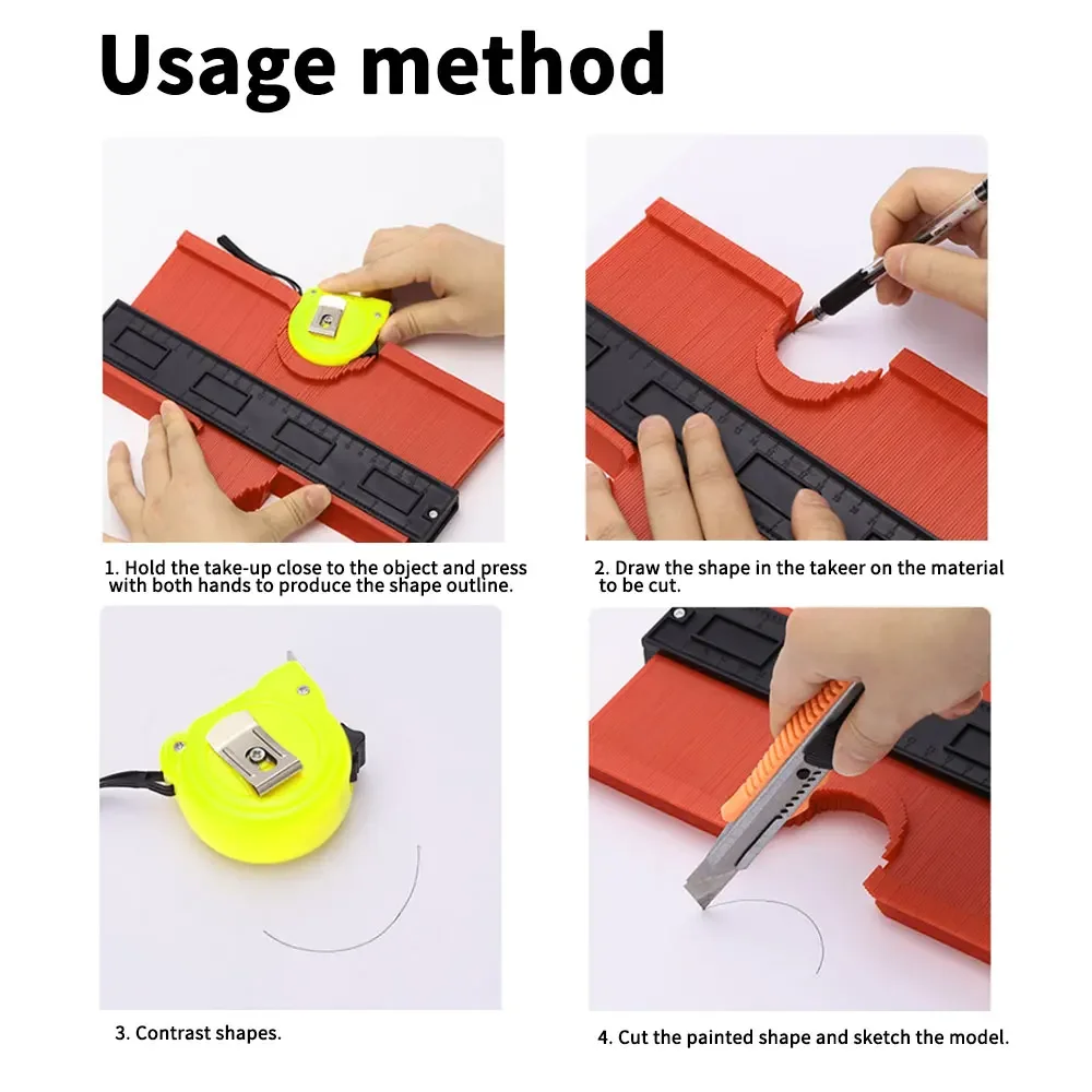 Multifunctional 5/10inch Curved Ruler Type Taking Device Woodwork Adjustable Contour Duplicator Measure Marking Cutting Template