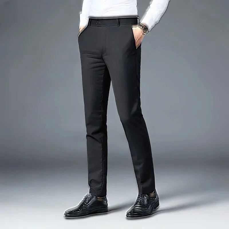 

Summer Men's Trousers Business Classic Style Thin Solid Color Suit Pants Breathable Straight Leg Pants Mens Clothing A28