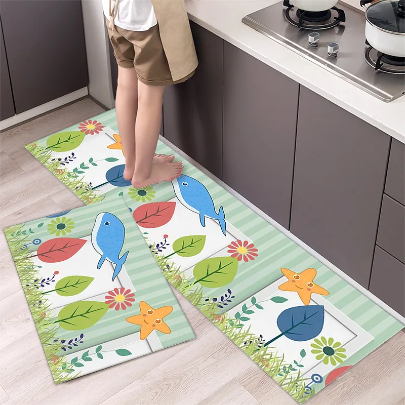 Alfombra de cocina antideslizante moderna para el hogar, alfombra suave de dibujos animados simple a la moda, alfombra de baño de tira larga, felpudo de entrada lavable y duradero