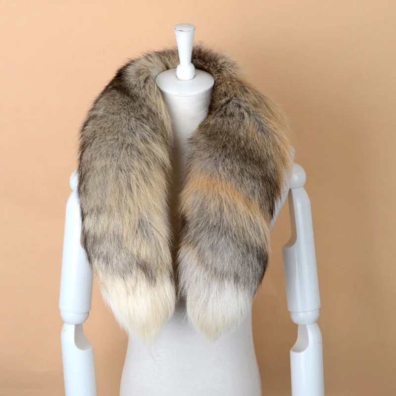 Genuine natural Fox Fur Scarf silk scarf wool scarf rabbit fur scarf furry classic Drawstring fox tail Winter Women Men Natural Fur Collar Neck Warmer fur collar 90 cm