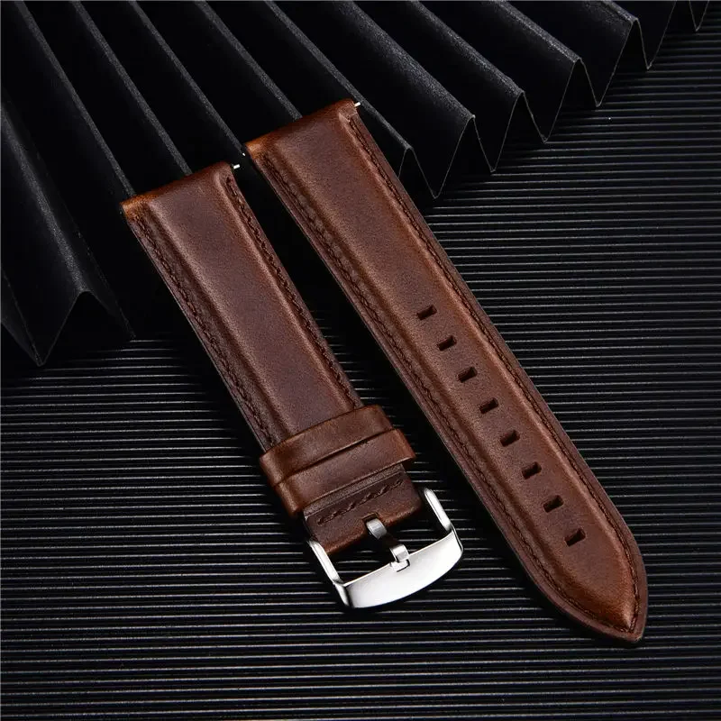 Elegant Leather Watchbands - Quick Release Business Strap Bracelet in Black and Brown