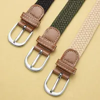 Women's Belt Casual Woven Elastic Belt Outdoor Sports Men's Belt Climbing Work Belt Jeans Suit Pants Men's and Women's Universal 3