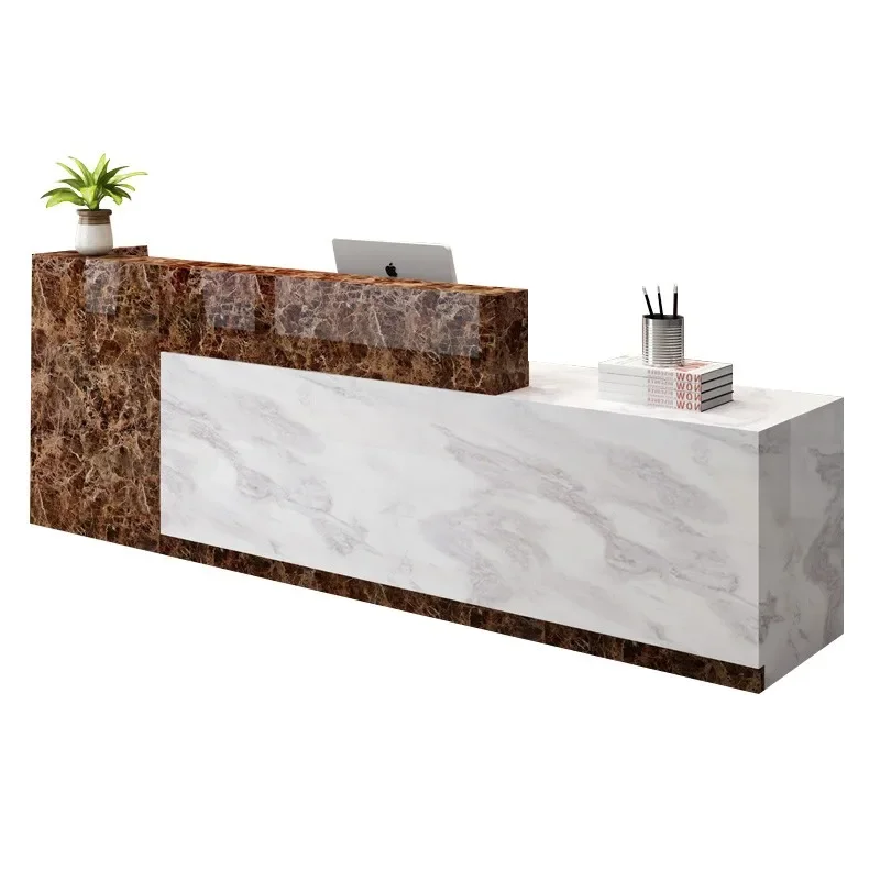 Salon Reception Desk Aesthetic Counter Long Black Cash Cabinet Center Decor Home Bar Furniture Glass Pulpito Professional Front