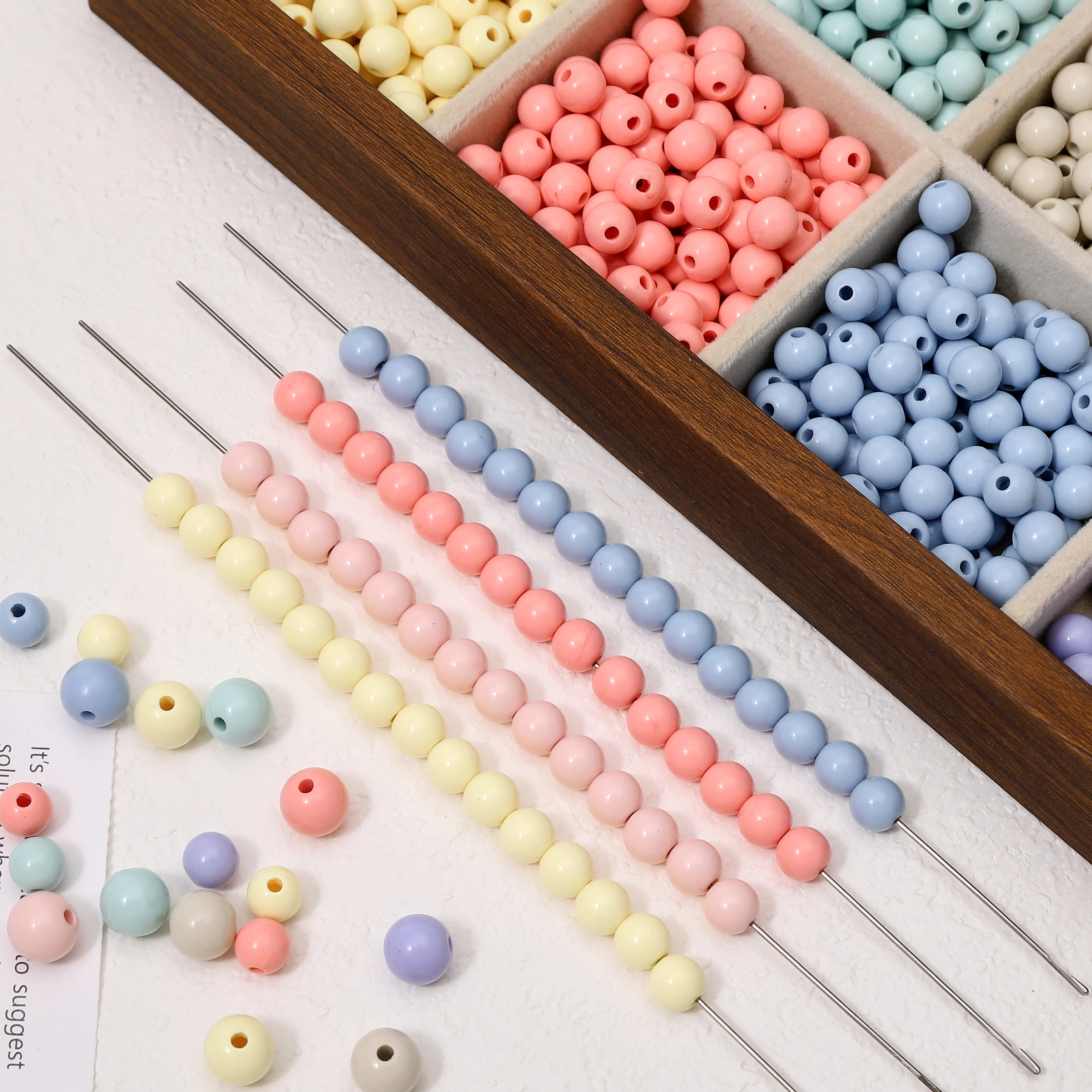 35pcs 8mm 아크릴 라운드 비즈 모란디 색상 2mm 구멍 DIY 쥬얼리 만들기 용품 팔찌 목걸이 참 액세서리 발견품