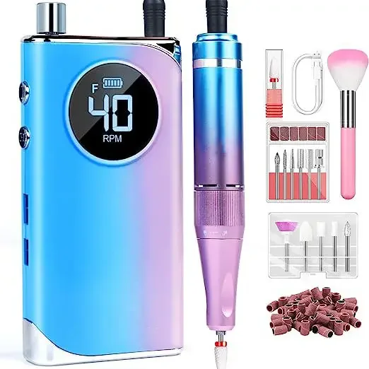 

40000RPM Acrylic Nail Drill: High Tech Quick Release Electric Nail Drill Kit, Professional Drill Nail File Salon Pedicure