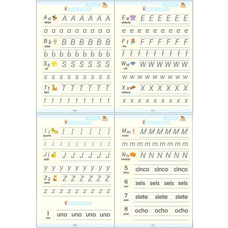 Free Wiping Spanish Magic Copybook Pen Preschools Kids Calligraphy Children Reusable Español Writing Practice Book Age 3-8 3