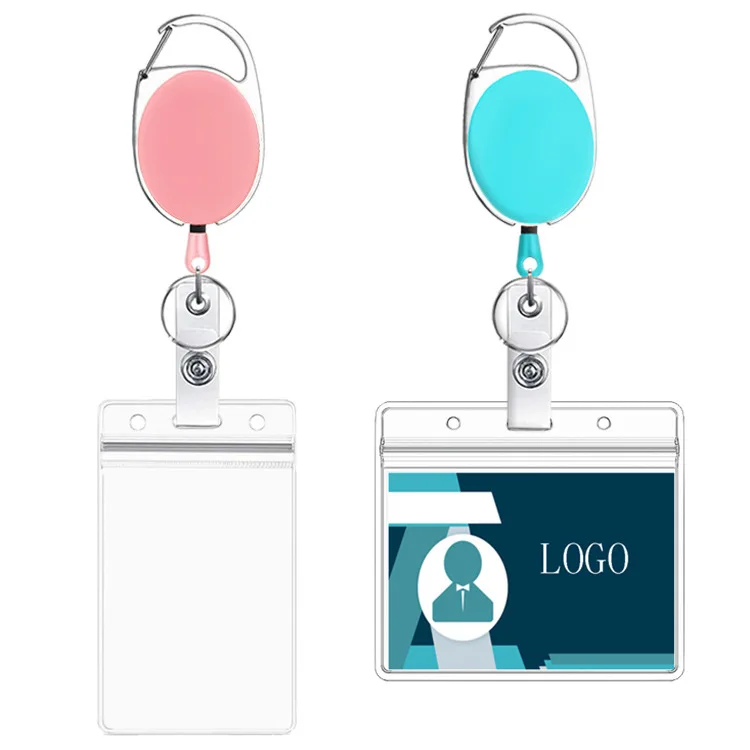 New Fashion Mechanical Transparent Sale Design Double Card Acrylic Plastic  Id Badge Card Holder Cover Case