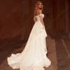 Fascinating Sexy Fork Women Wedding Dresses Off Shoulder Satin Surface Vestido De Novia Custom Made Chic Pleated Gown Customized 2