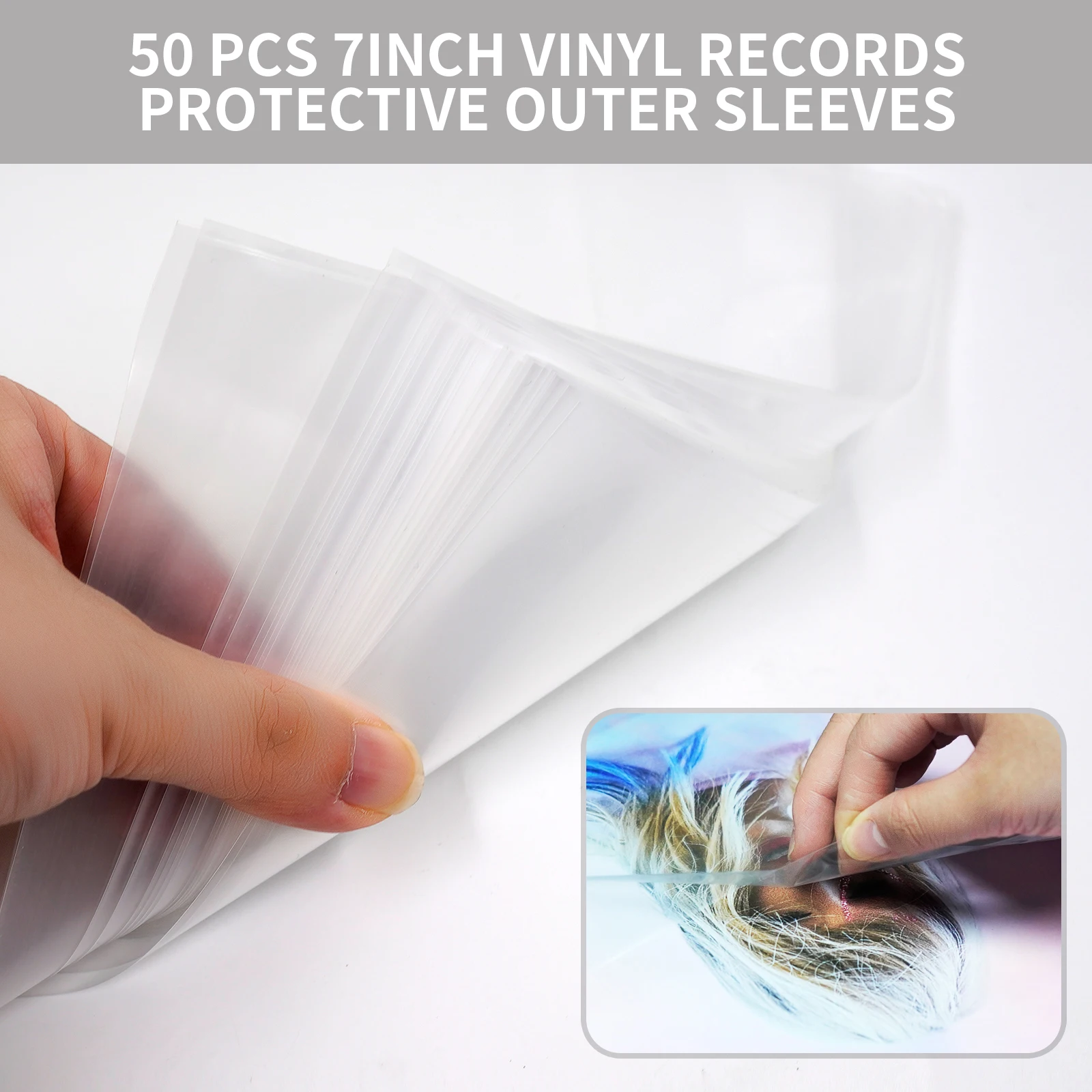 vinyl record sleeve 25 Flat Open Top Bag 6.7 Mil EP Strong Cover Plastic Vinyl Record Outer Sleeves for 7 Inch Record Cover 45 RPM