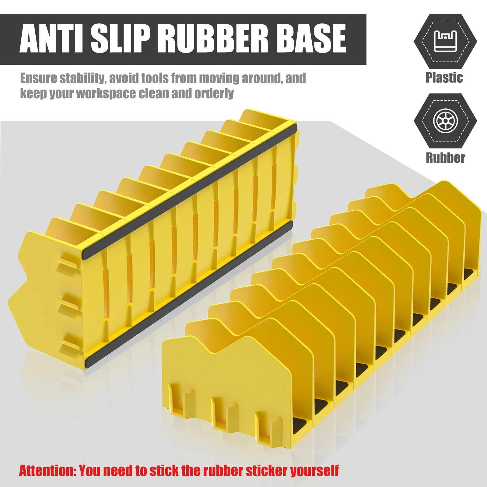 Tool Storage Rack Plier Organizer Rack Nonslip Rubber Base 10 Slots Plier Rack Space Saving Storage Plastic Cutters for Tool Box Drawer