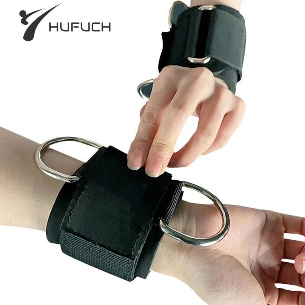 Adjustable Wrist Cuffs Neoprene Padded Straps for Cable Machines Resistant Band Strength Training