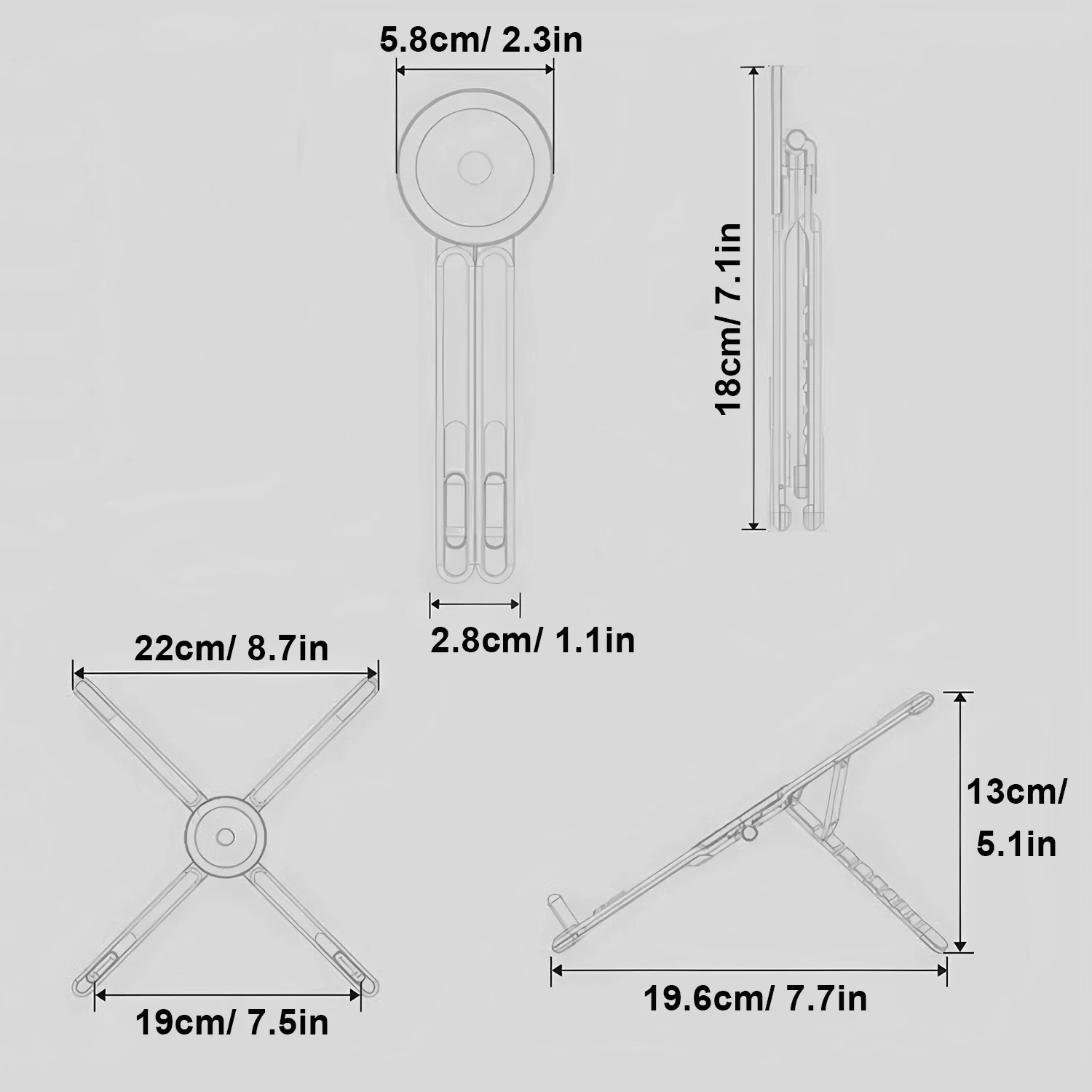 휴대용 자석식 휴대폰 거치대 & 셀카봉 3-in-1 접이식 삼각대 스탠드 (아이폰, 아이패드, 태블릿, 노트북, 데스크탑용)