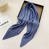 Women'S Pleated Print Silk Scarf  Satin Spring Summer Scarves 70*70cm Square Neckerchief Solid Color Headscarf Decorative 4