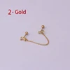 Boucles d'oreilles tendance en acier inoxydable pour femmes, 1 pièce, chaîne à Double perçage, fleur coréenne, Zircon, clous de perçage, bijoux à la mode