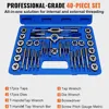 Professional 40Pcs/Set Metric Tap and Die Set M3-M12 Nut Bolt Screw Thread Steel Pitch Gauge Tools Kit with Blue Metal Case
