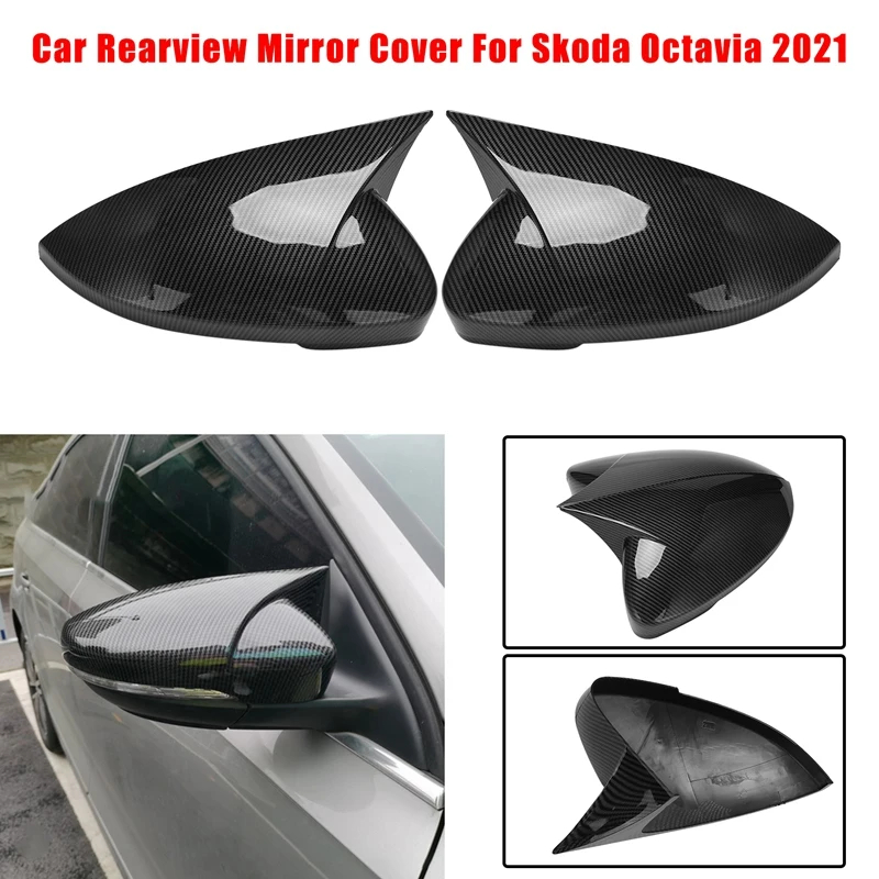 

Carbon Fiber Car Rearview Mirror Cover Horn Style For Skoda Octavia 2021