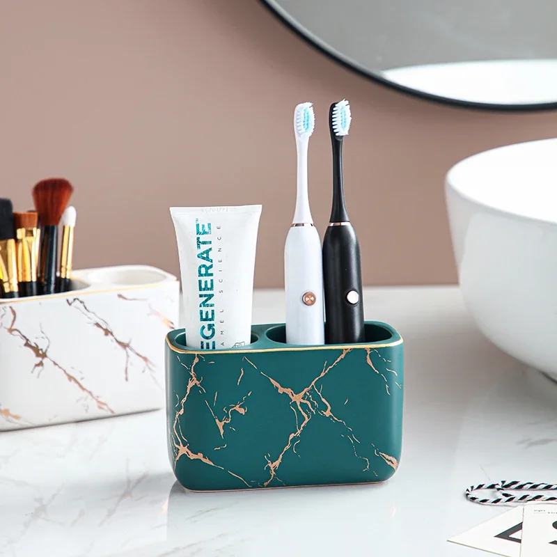 toothbrush holder toothpaste dispenser Light Luxury Electric Toothbrush Rack Bathroom Toothpaste Toothbrush Makeup Brush Comb Storage Box Pen Holder Bathroom Supplies