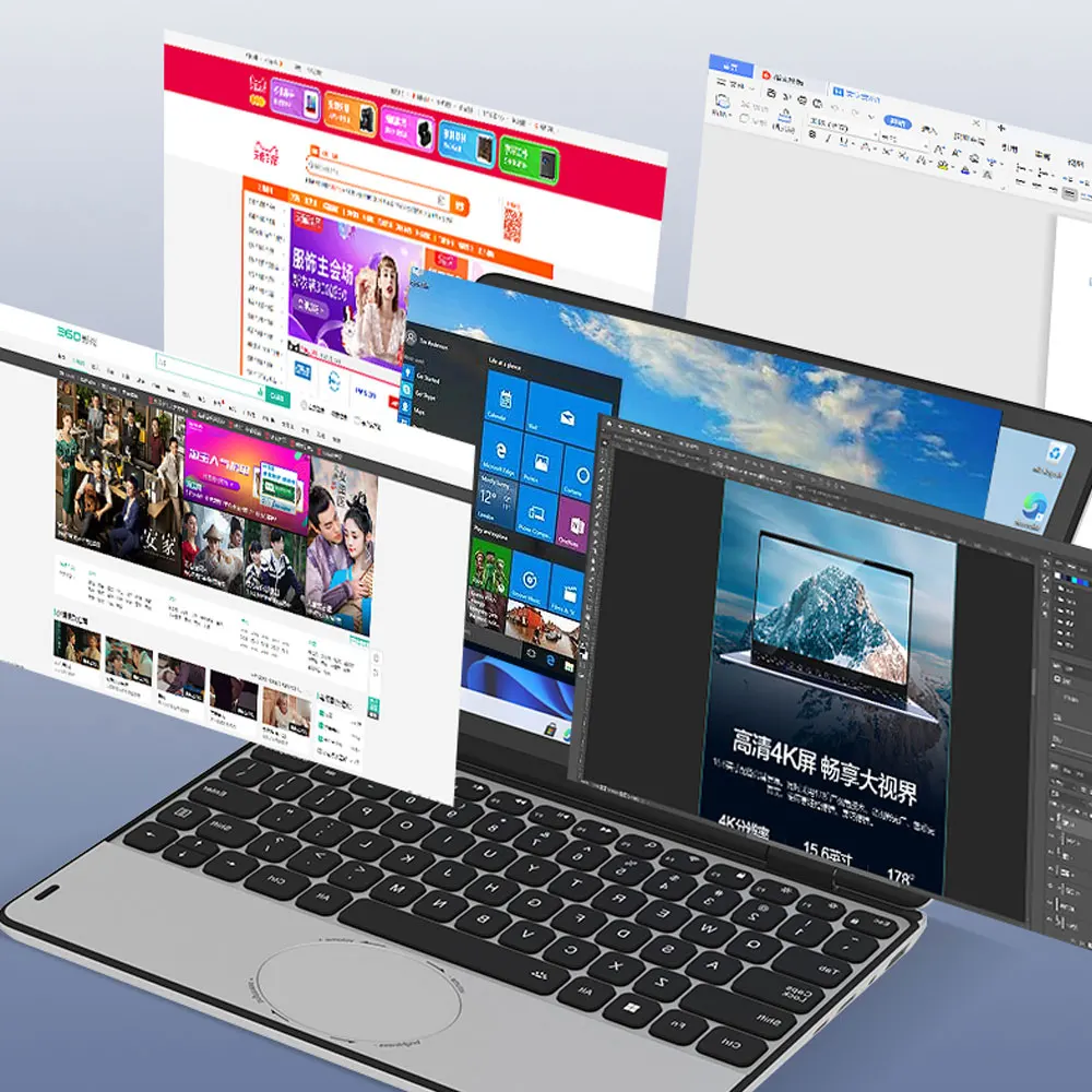 CRELANDER Mini Laptop 10.95 "Touch Screen Intel N100 CPU Windows 11 512GB M2 SSD 2 IN 1 Notebook Pocket PC Tablet Yoga Laptops 5