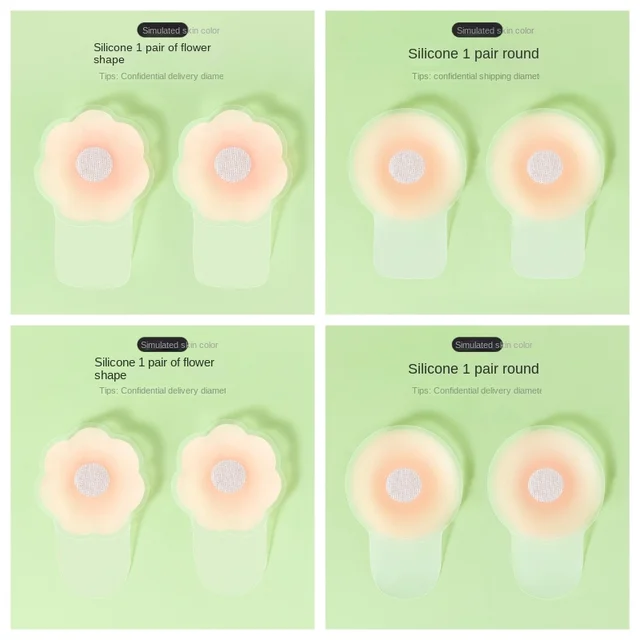 A pair of Waterproof Nipple Cover Lift Adhesive Invisible Bra Breast Pasty Women Boob Petals Reusable Bras - Silicone Boob Up Bra Sticker for a Perfect Fit