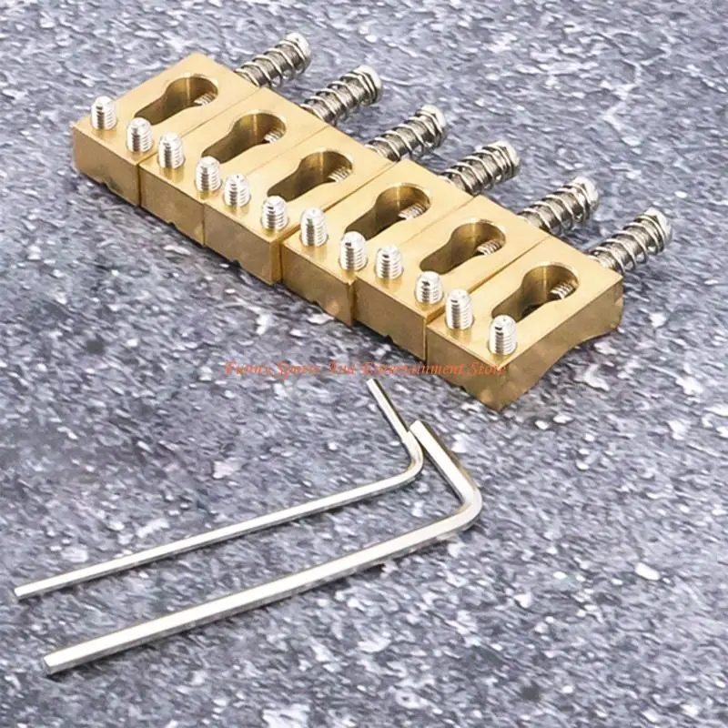 C4DE 6 Stück E-Gitarren-Saiten-Code-Sättel Ersatz Messing Vibrato Stegsättel Gitarrenzubehör einfach zu installieren – Detail 1