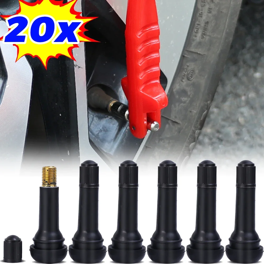 TR413 TR414 Vacuum Tire Valve Nozzle with Dust Cap Car Motorcycle Bicycle Snap-in Tubeless Tyre Rubber Valve Replaceable Parts 1