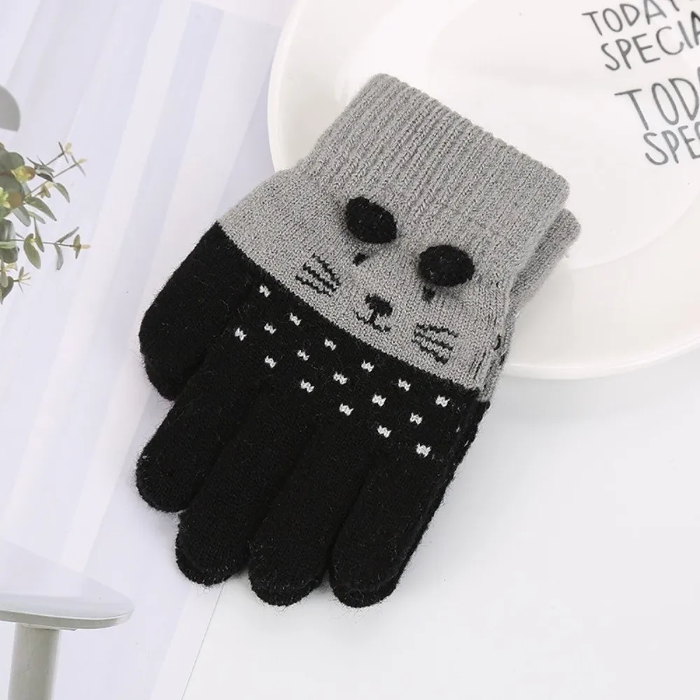 3- 10Years Old Cute Warm Kids Winter Gloves Windproof Coldproof Children Mittens Soft Candy Color Knitted Gloves Toddler