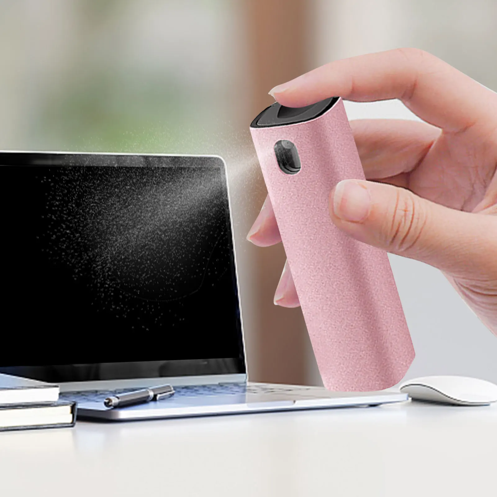 2 In 1 Phone Screen Cleaner Spray Computer Screen Dust Removal Microfiber Cloth Set Cleaning Artifact Without Cleaning Liquid Screen Cleaner Solution