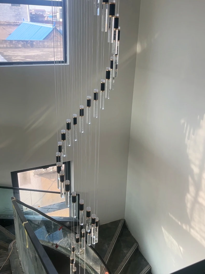 Modern Crystal Chandelier - Elegant Pendant Lamp for Living Room and Staircase